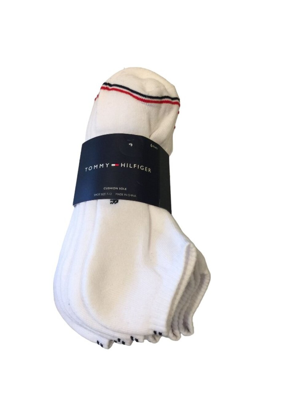Tommy Hilfiger Men's Low Cut Cushion Toe Socks Size 7-12 White Set of 6